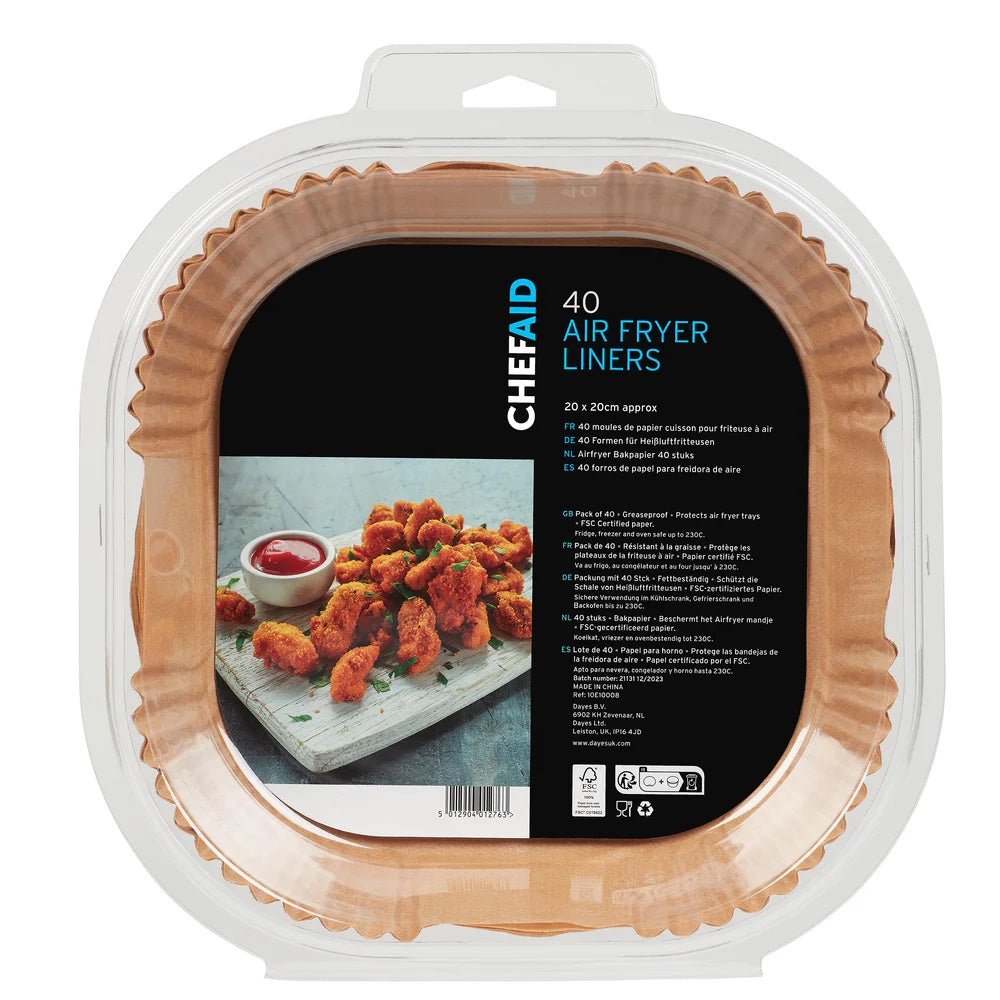 Chef Aid Square Air Fryer Liners Pkt40 20cm x 20cm - 10E10008 Roasting Bags / Liners Dayes Ltd (AIS) Brand_Chef Aid Chef Aid Chef Aids Chefaid Chefaids Collections_Ovenware cooking & baking Dayes Ltd Kitchen & Dining Mark.Williams Ovenware Product Type_Roasting Bags / Liners