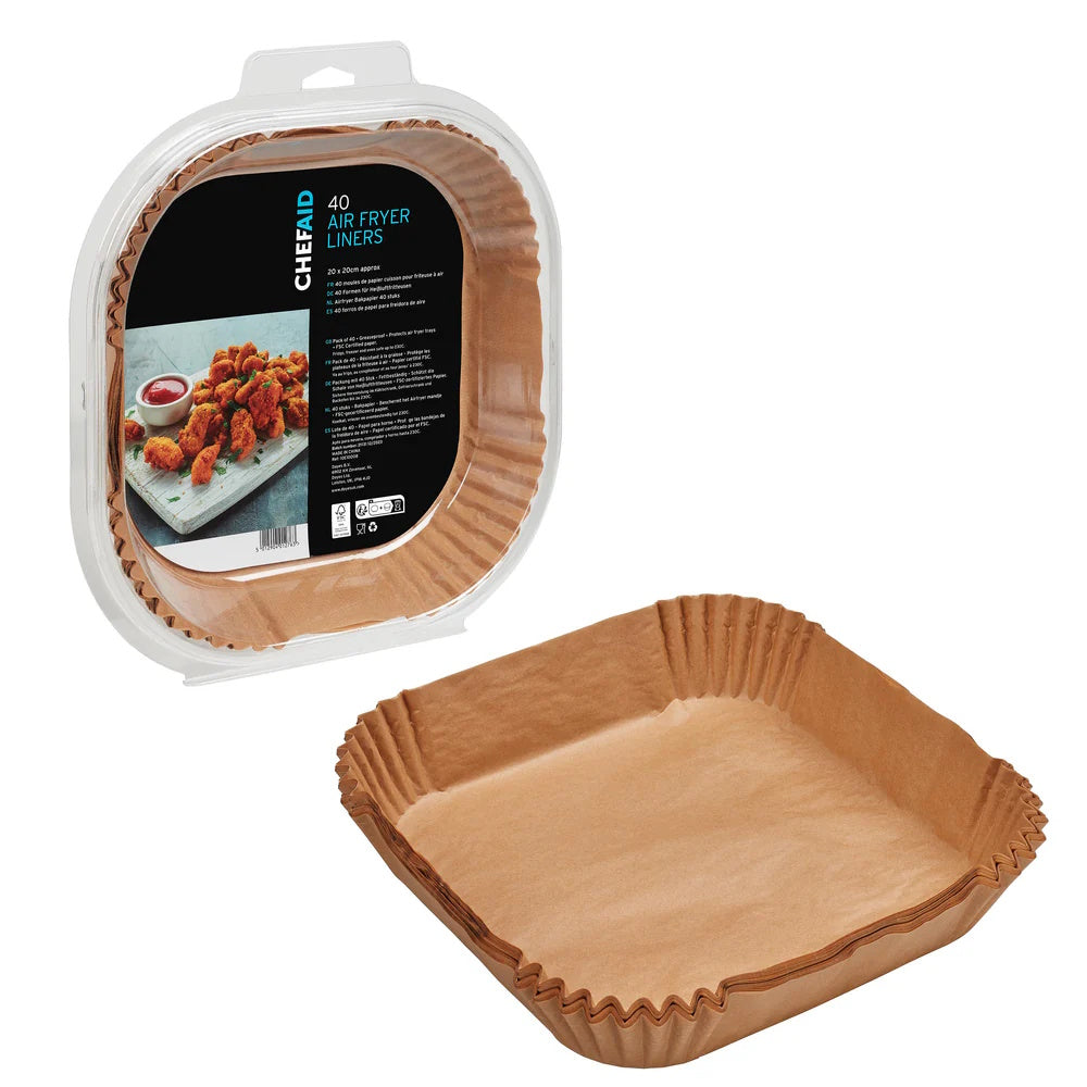 Chef Aid Square Air Fryer Liners Pkt40 20cm x 20cm - 10E10008 Roasting Bags / Liners Dayes Ltd (AIS) Brand_Chef Aid Chef Aid Chef Aids Chefaid Chefaids Collections_Ovenware cooking & baking Dayes Ltd Kitchen & Dining Mark.Williams Ovenware Product Type_Roasting Bags / Liners