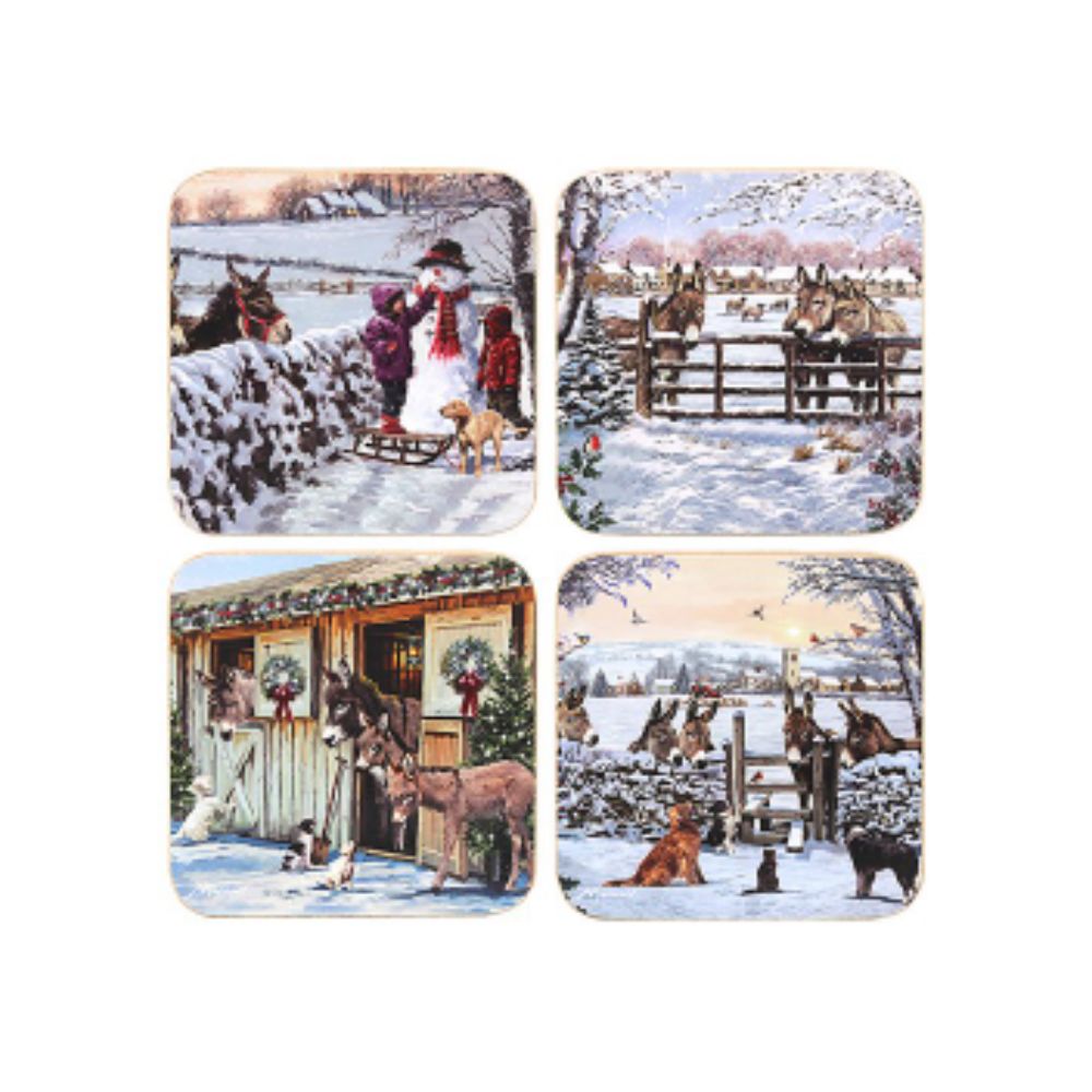 XMAS Donkey Coasters Set of 4 - LP54240 Coasters Lesser & Pavey Ltd CarlR Christmas Products Christmas Tablemats / Coasters coasters Coasters etc. Collections_Trays Tablemats and Coasters More Christmas Tableware Product Type_Christmas Tableware Product Type_Coasters sep25 Trays Tablemats & Coasters Xmas