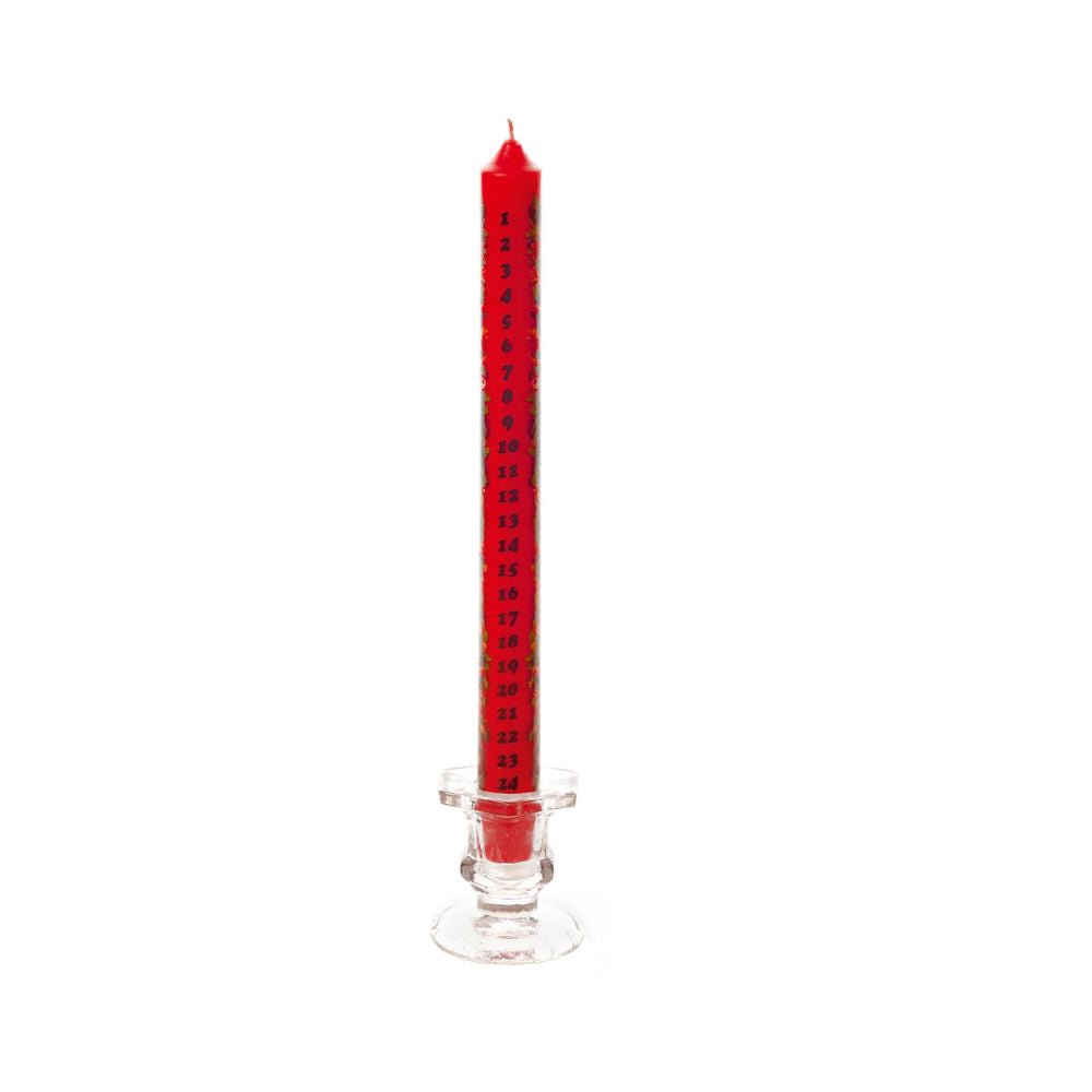 Advent Taper Candle Holder with Candle - AC165687R Candle Premier Decorations Ltd All Things Christmas Brand_Premier Decorations Candle candles CarlR Christmas Christmas Products Collections_All Things Christmas Collections_Candles Premier Decorations Product Type_Candle Product Type_Candles Product Type_Scented Candles sep25