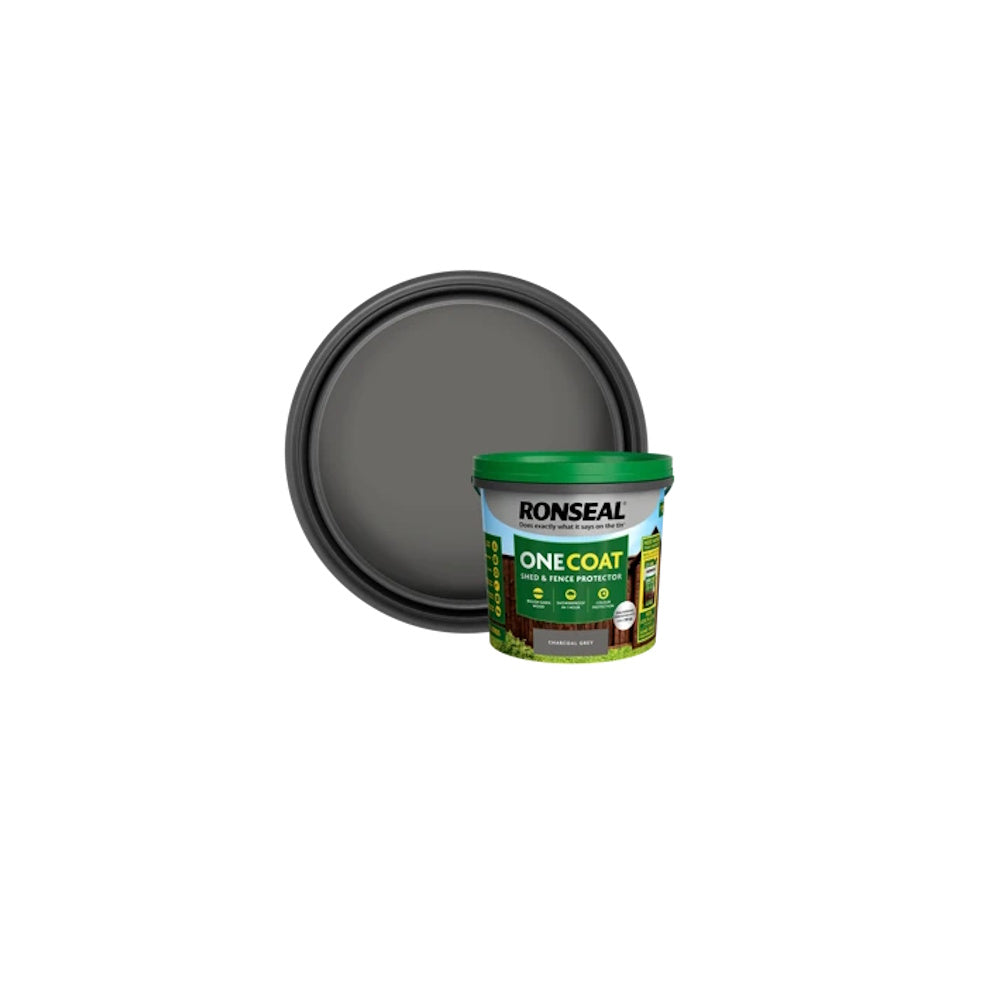 Ronseal One Coat Shed & Fence Protector 5 Litre - Various Colours CHARCOAL Outdoor Wood Paints Toolbank Ltd (NMBS) Brand_Ronseal CarlR Collections_Exterior Paints Collections_Specialist Paints Exterior Paints iowonly Product Type_Outdoor Wood Paints Ronseal Specialist Paints