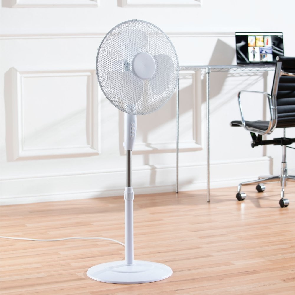 Daewoo 16" Oscillating Pedestal Fan – White (Part No: COL1568GE) Pedestal Fans Various Collections_Fans / Air Cooling Fans Fans & Air Cooling Google Product May Leaflet Product Type_Desk Fans Product Type_Pedestal Fans Product Type_Tower Fans summer