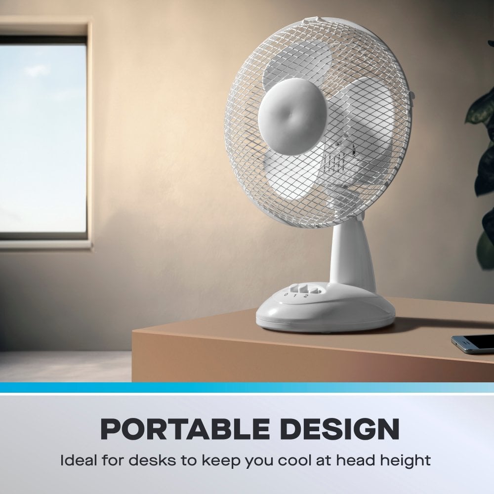 Daewoo 9" Oscillating Desk / Table Fan – White (Part No: COL1586GE) Desk Fans Various Brand_Daewoo CarlR Collections_Fans / Air Cooling Daewoo Fans Fans & Air Cooling Google Product Heating / Cooling Product Type_Desk Fans summer