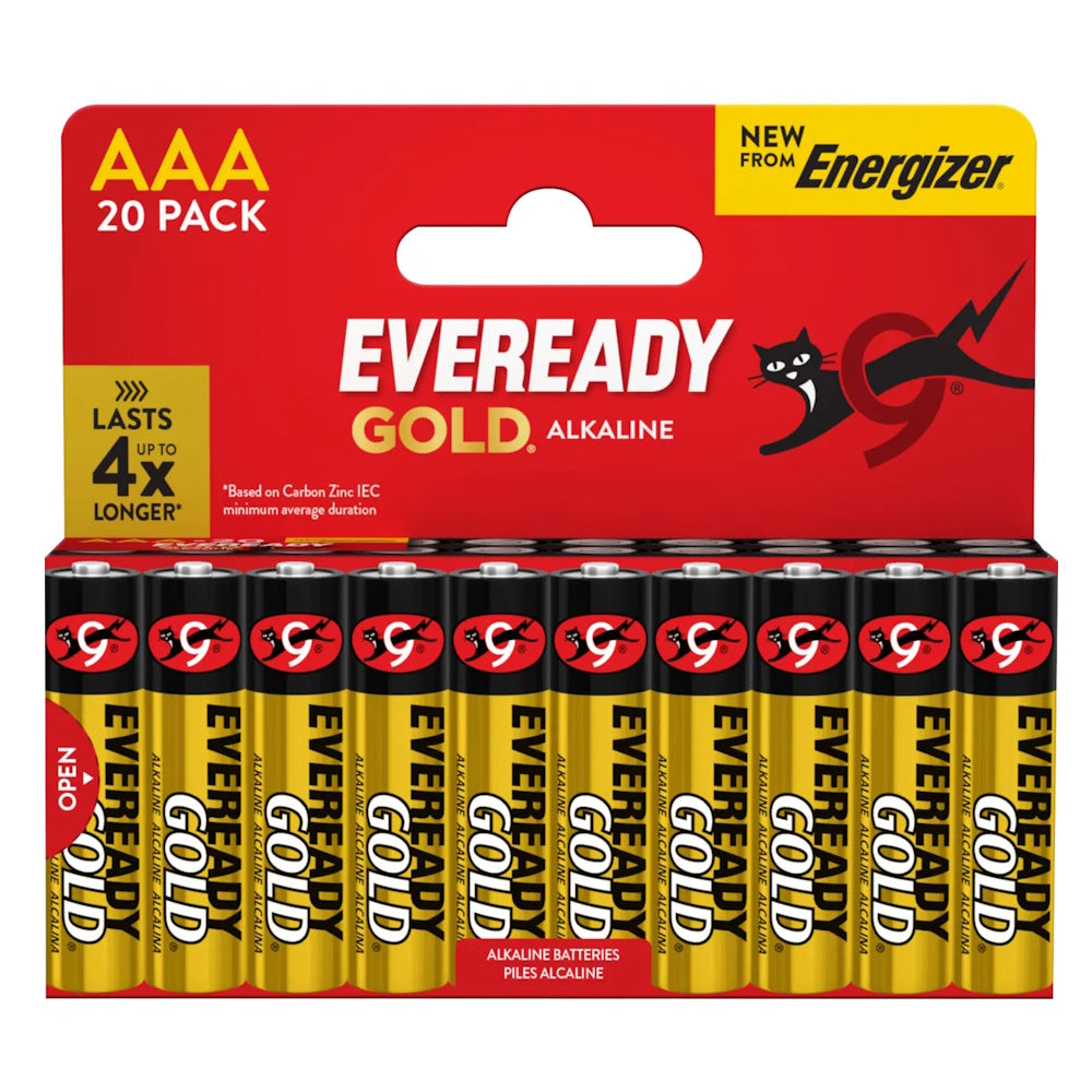 Eveready AAA Alkaline Gold Pack of 20 - S33569 AAA Batteries Anand International Ltd Batteries & Battery Chargers battery Collections_Batteries / Battery Chargers Electrical Electrical Fittings & Fixings Eveready More Electrical Fittings / Fixings Product Type_Battery Chargers