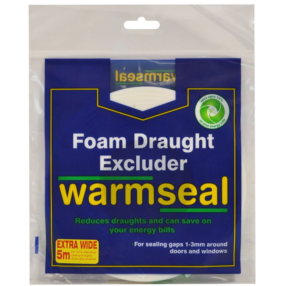 Warmseal 5mtr White Extra Wide PVC Foam Draught Excluder - G76201
