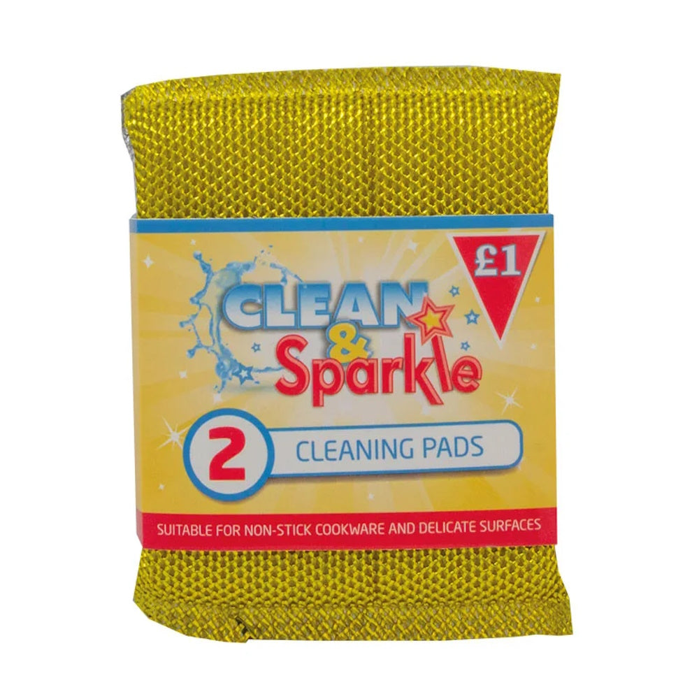 Clean & Sparkle Cleaning Pads Pkt2 839.2CS3 Scourers / Sponges Ramon Hygiene Products Cleaning Cleaning Equipment Collections_Cleaning Equipment Home Housewares Product Type_Scourers / Sponges Ramon Hygiene Products Scourers and Sponges