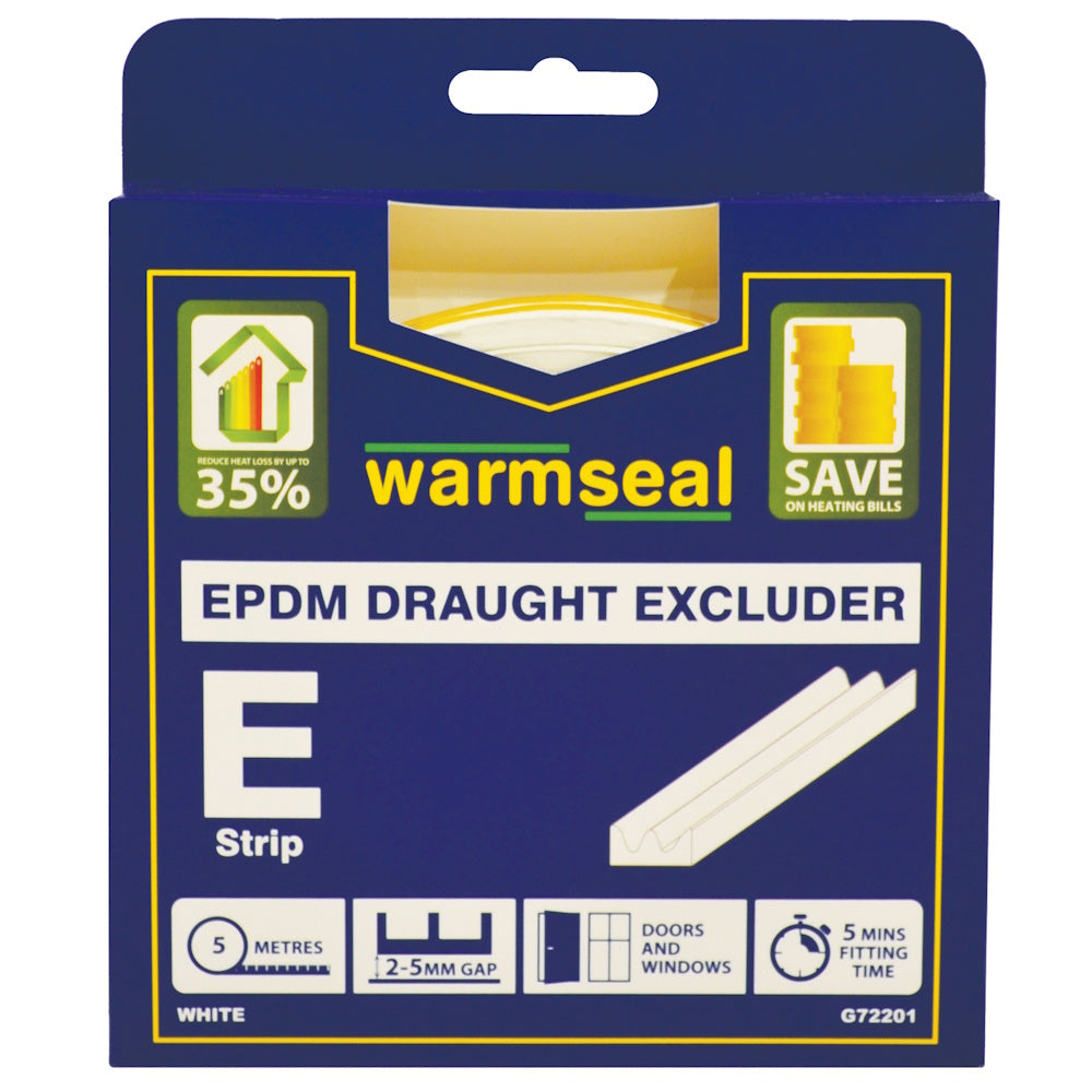 Warmseal 'E' Profile Longlife Foam Draught Exclude White 5mtr - G72201 Insulation Centurion Europe Ltd (direct) Brand_Warmseal Centurion Door Google Product Insulation Product Type_Insulation Warmseal Window