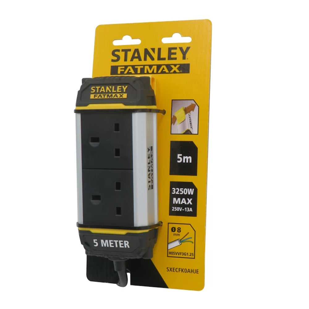 Stanley 2-Gang Powerboard with Belt-Clip 5mtr - STE2GBELT Extension Leads & Reels Toolbank Ltd (NMBS) Brand_Stanley Collections_Extension Leads / Reels Collections_More Electrical Fittings / Fixings Electrical Electrical Fittings & Fixings Extension Leads Extension Leads & Reels Google Product Product Type_Extension Leads & Reels Stanley Toolbank