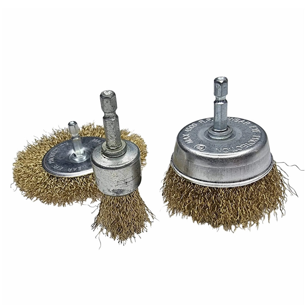 Rolson 3 Piece ¼" Hex Shank Wire Brush Set - 24890 Wire Brush Attachments Rolson Tools Ltd Brand_Rolson Collections_More Power Tools Collections_Power Tools Accessories Google Product More Power Tools Power Tools Power Tools Accessories Product Type_Sundry Power Tools Product Type_Wire Brush Attachments Rolson Tools