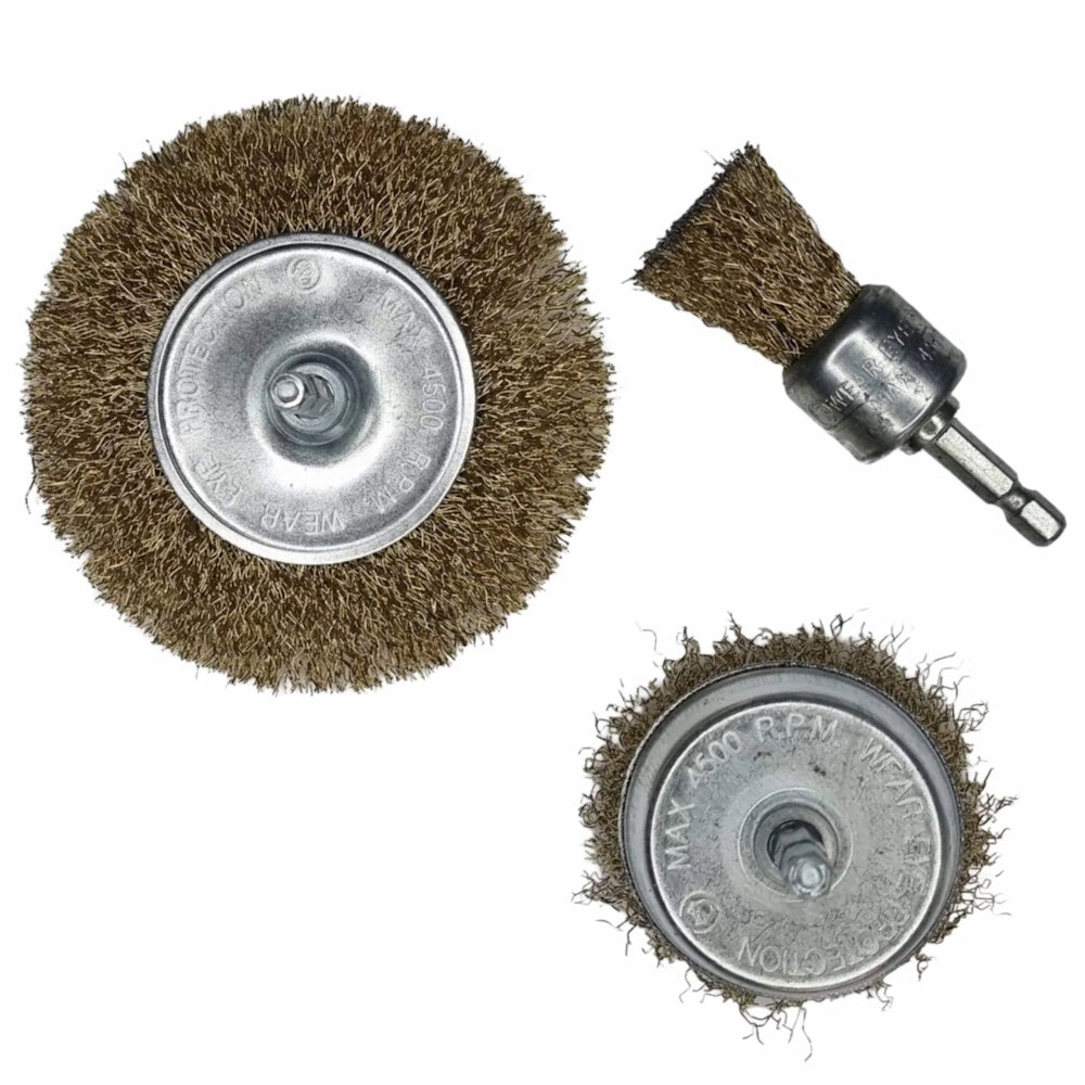 Rolson 3 Piece ¼" Hex Shank Wire Brush Set - 24890 Wire Brush Attachments Rolson Tools Ltd Brand_Rolson Collections_More Power Tools Collections_Power Tools Accessories Google Product More Power Tools Power Tools Power Tools Accessories Product Type_Sundry Power Tools Product Type_Wire Brush Attachments Rolson Tools