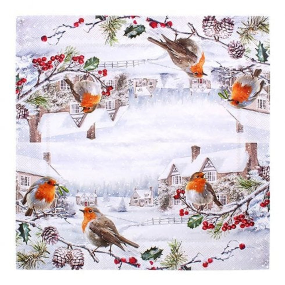 Xmas Christmas Robins Paper Napkins - LP54281 Napkins / Serviettes Lesser & Pavey Ltd All Things Christmas aug25 Brand_Lesser and Pavey CarlR Christmas Christmas Essentials Christmas Party Christmas Products Christmas Tablemats / Coasters Christmas Tableware Collections_All Things Christmas Lesser & Pavey Napkins / Table Covers Product Type_Napkins / Serviettes Xmas