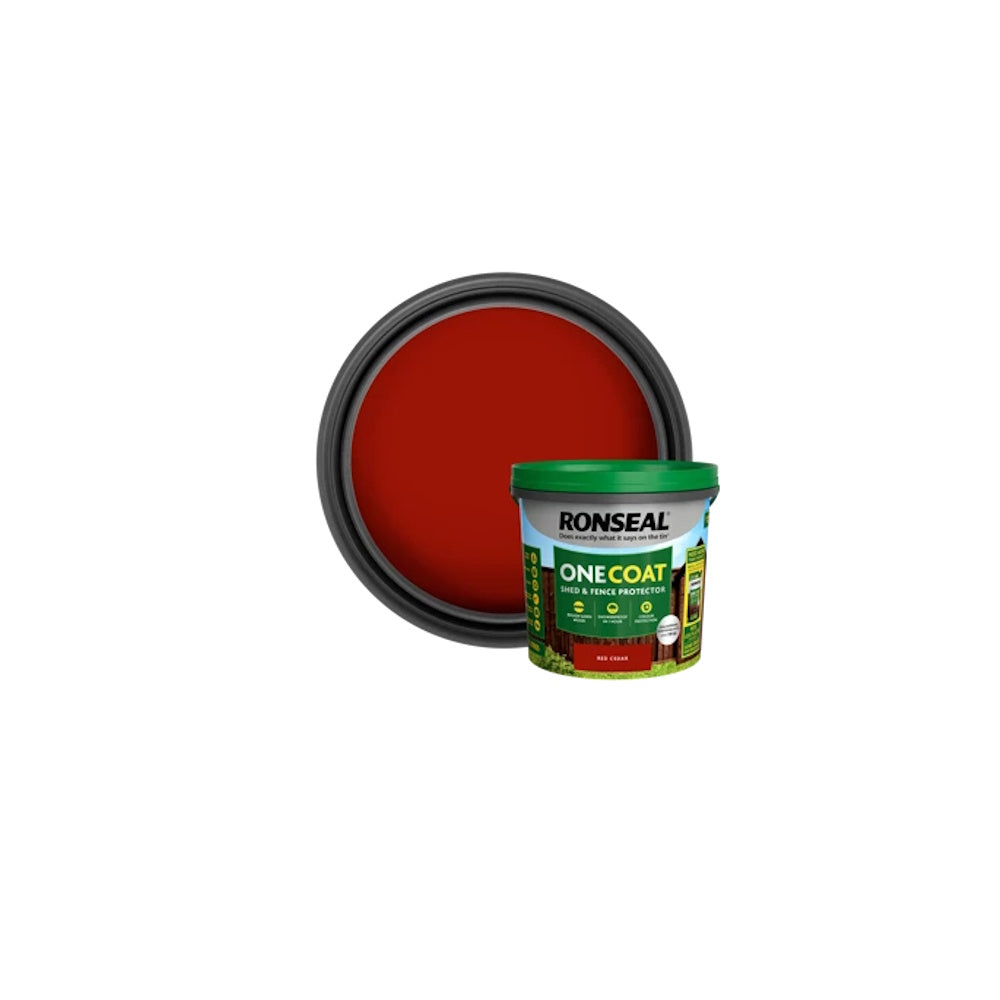 Ronseal One Coat Shed & Fence Protector 5 Litre - Various Colours RED CEDAR Outdoor Wood Paints Toolbank Ltd (NMBS) Brand_Ronseal CarlR Collections_Exterior Paints Collections_Specialist Paints Exterior Paints iowonly Product Type_Outdoor Wood Paints Ronseal Specialist Paints