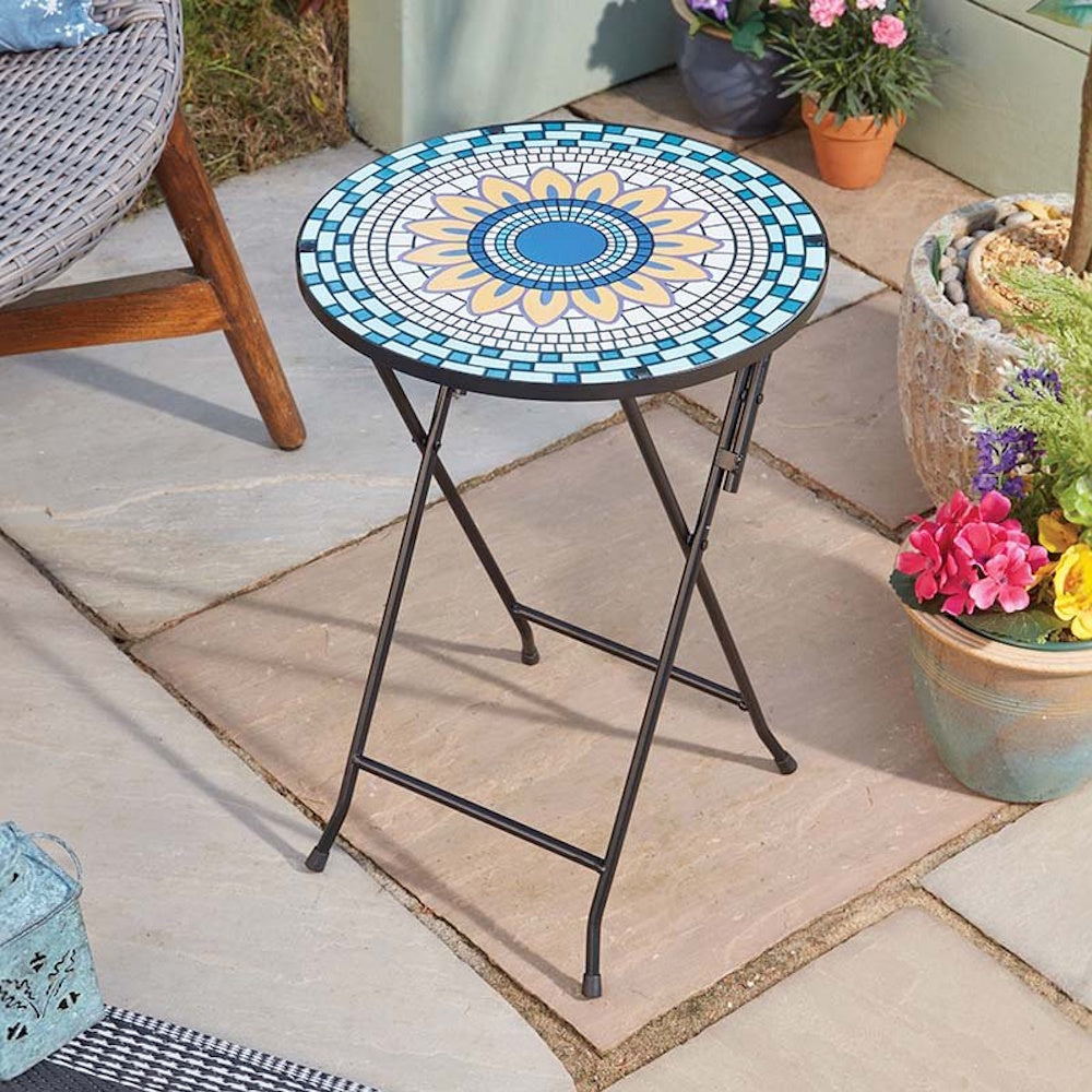 Smart Mosaic Glass Table 35cm Diameter (Part No: 5030435) Outdoor Furniture Smart Garden Products Ltd Autumn Garden Brand_Smart Garden CarlR Collections_Garden Decor Collections_Garden Furniture Garden Garden Furniture Greenhouse & Garden Home & Garden Product Type_Sundry G/House & Garden Smart Garden Sundry Home & Garden