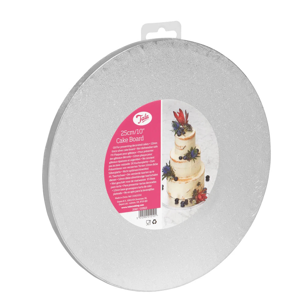 Tala Round Silver Cake Board 25cm - 10" - 10A21210 Baking Dayes Ltd (AIS) Baking Brand_Tala Cake Cake Storage CarlR Christmas Baking Christmas Cake Decorating & Storage Collections_Baking Collections_Cake Storage cooking & baking dayes Dayes Ltd Dayes UK Home Baking Product Type_Cake Decorating Product Type_Cake Storage Product Type_Christmas Baking Product Type_Sundry Baking Tala