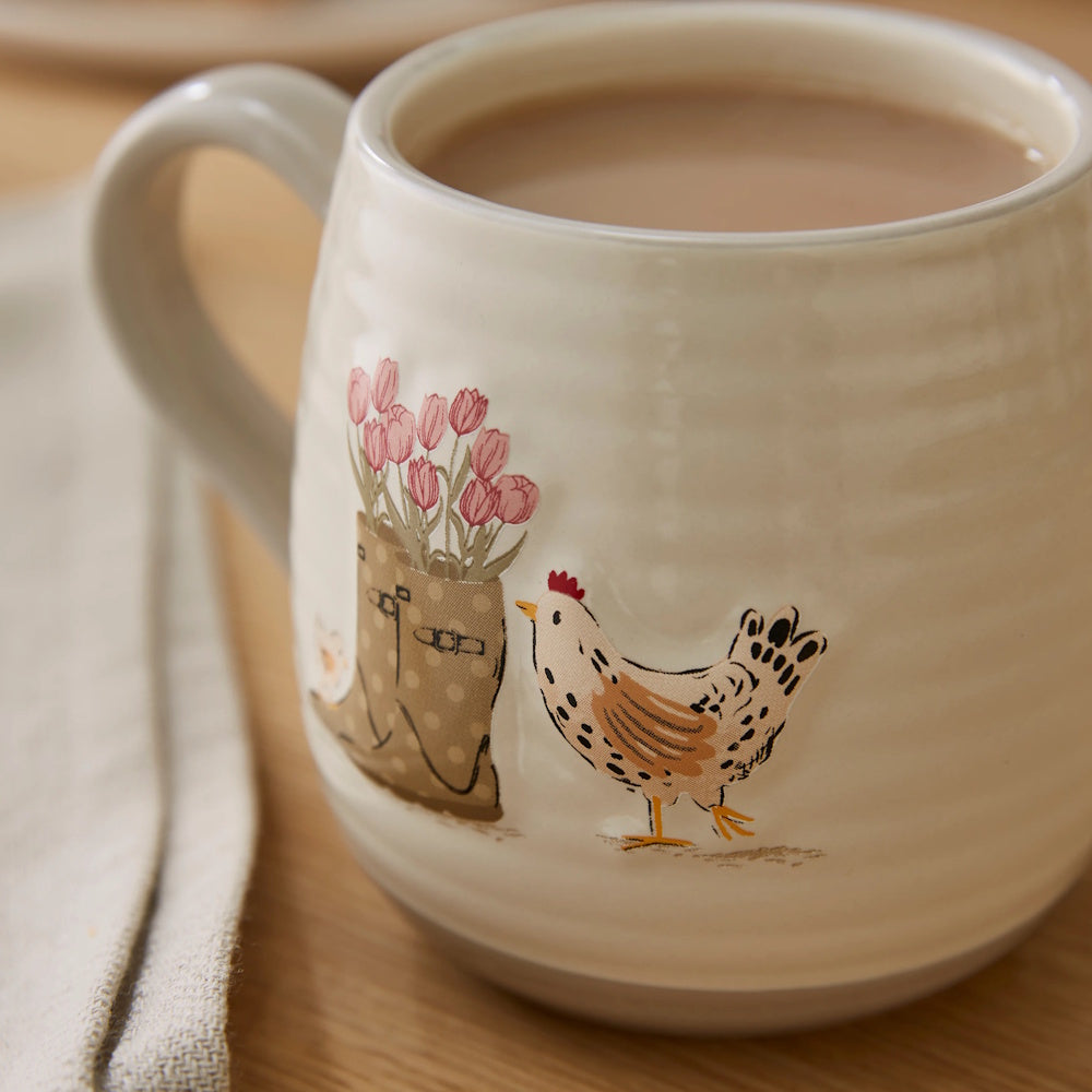 Cooksmart Hen House Belly Mug – Wellies & Hens (Part No: 2662) Single Mug City Look Imports Ltd (AIS) Brand_Cooksmart CarlR China Mug Collections_Mugs Cups and Saucers Cooksmart Dining & Tableware mug Mugs Mugs Cups & Saucers Product Type_Single Mugs Product Type_Sundry Tableware Sundry Tableware Tableware