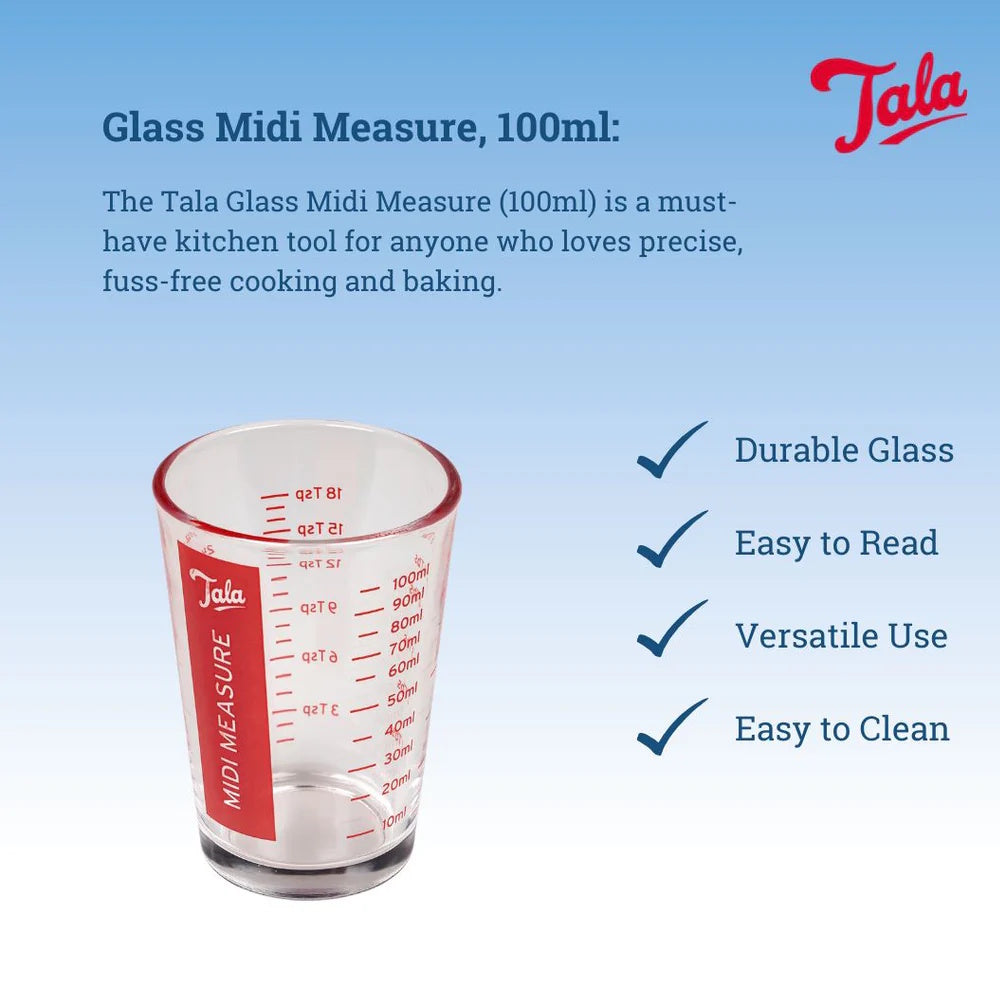 Tala Glass Midi Measure 100ml - 10A20004 Measuring Jugs Dayes Ltd (AIS) Brand_Tala CarlR Collections_Weighing and Measuring Kitchen Kitchen Tools & Utensils Kitchenware Product Type_Measuring Jugs Tala Weighing & Measuring