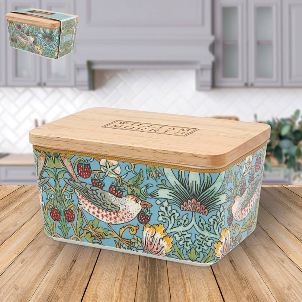 Lesser & Pavey Strawberry Thief William Morris Design Butter Dish - LP90397 Dining Lesser & Pavey Ltd Brand_Lesser and Pavey butter Butter Dishes CarlR Dining & Tableware Kitchen Kitchen & Dining Kitchen Essential kitchen essentials Kitchen Organisation Kitchenware Lesser & Pavey Product Type_Butter Dishes Product Type_Picnic Dining