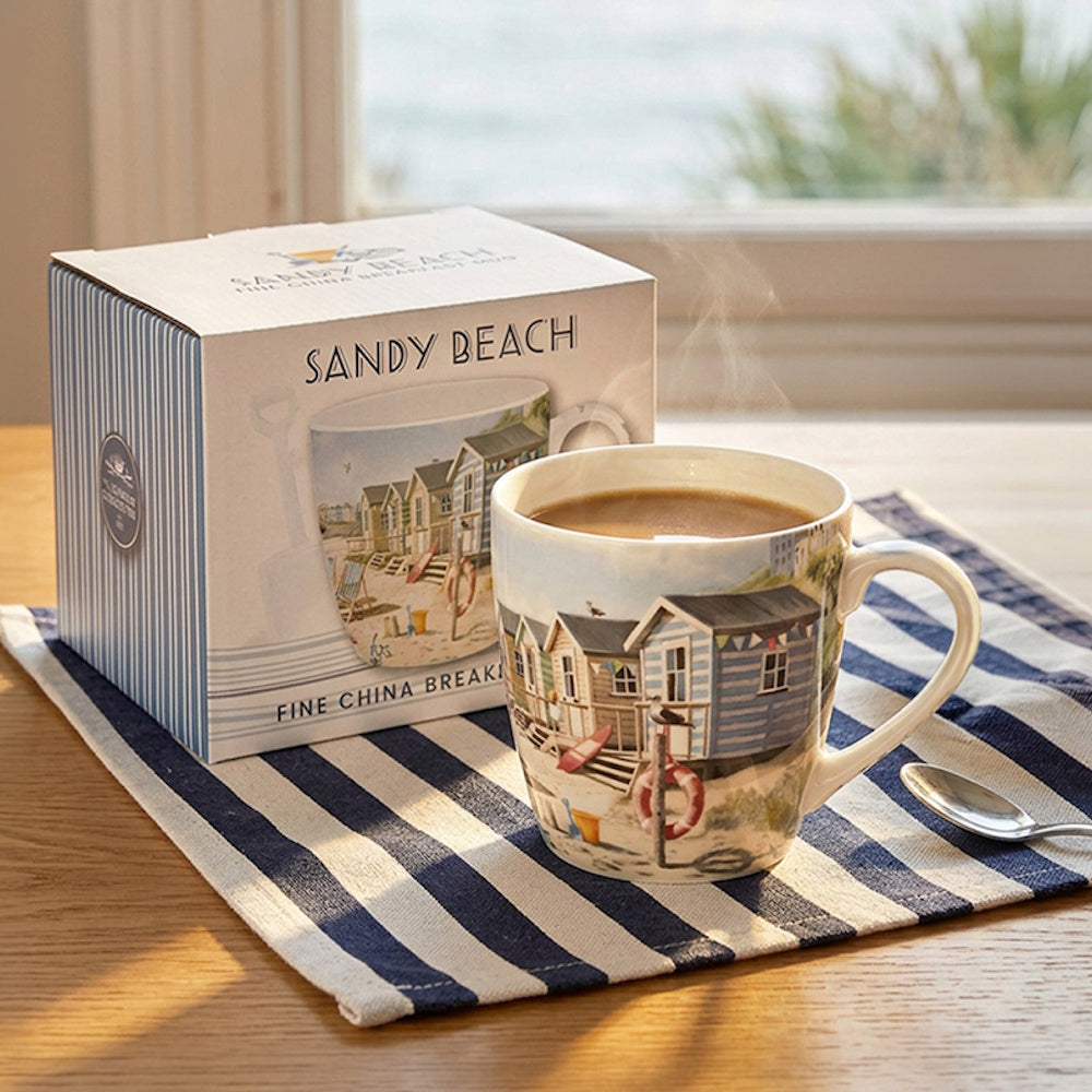 Lesser & Pavey Sandy Beach Breakfast Mug - LP96861 Single Mug Lesser & Pavey Ltd Brand_Lesser and Pavey CarlR Collections_Mugs Cups and Saucers Dining & Tableware Lesser & Pavey mug Mugs Mugs Cups & Saucers Product Type_Single Mugs Tableware