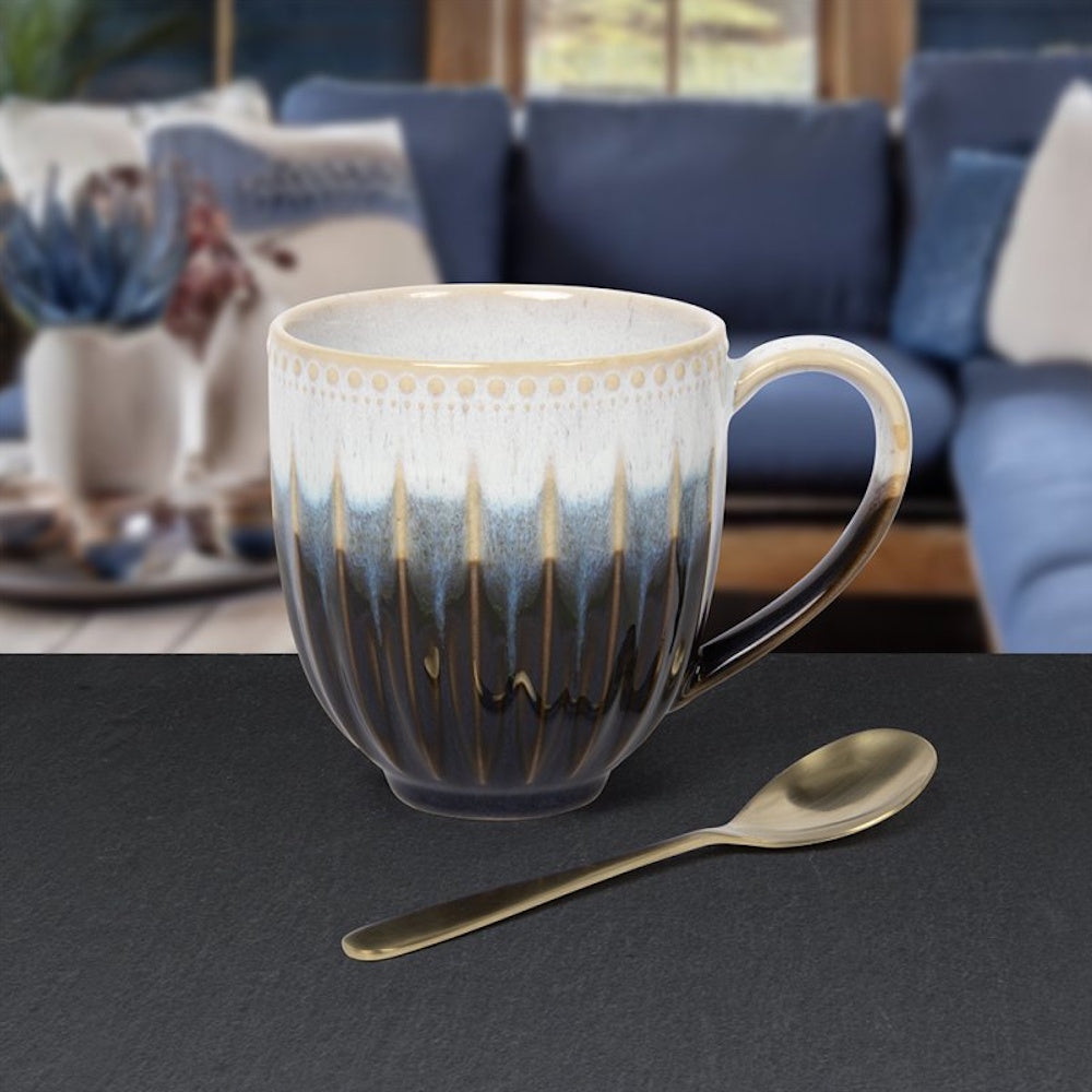 Reactive Glaze Blue/Brown Mug - LP74418 Single Mug Lesser & Pavey Ltd Brand_Lesser and Pavey CarlR Collections_Mugs Cups and Saucers Collections_Tableware Dining & Tableware Lesser & Pavey mug Mugs Mugs Cups & Saucers Product Type_Single Mugs Sundry Tableware Tableware