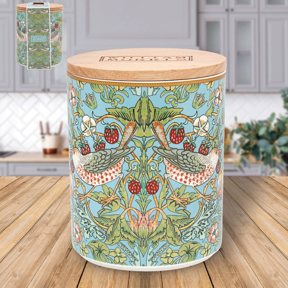 Lesser & Pavey Strawberry Thief William Morris Canister - LP90401 Tea Coffee Sugar Canisters Lesser & Pavey Ltd Brand_Lesser and Pavey CarlR Coffee Canister Collections_Kitchen Organisation Kitchen Kitchen & Food Storage Kitchen Essential kitchen essentials Kitchen Organisation Kitchenware Lesser & Pavey Product Type_Kitchen Storage Product Type_Tea Coffee Sugar Canisters Sugar canister
