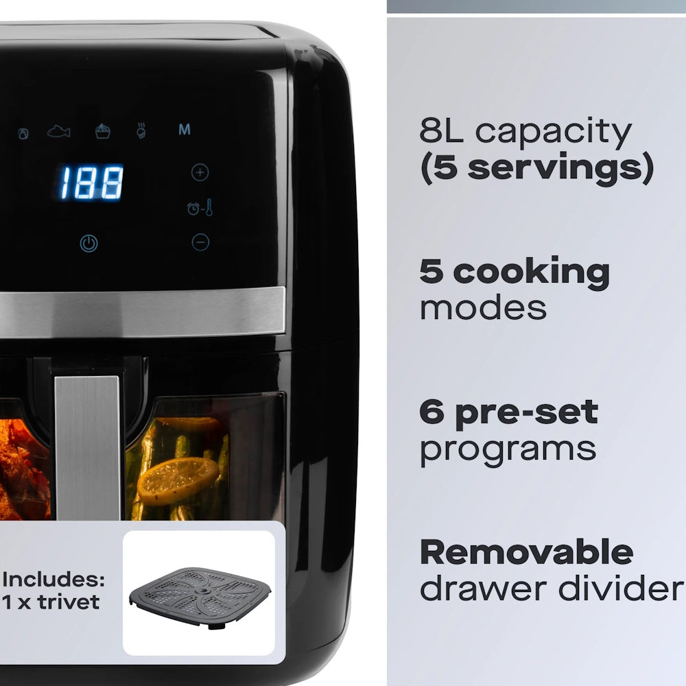 Daewoo Air Fryer with Viewing Window & Divider 8L (Part No. SDA2727)