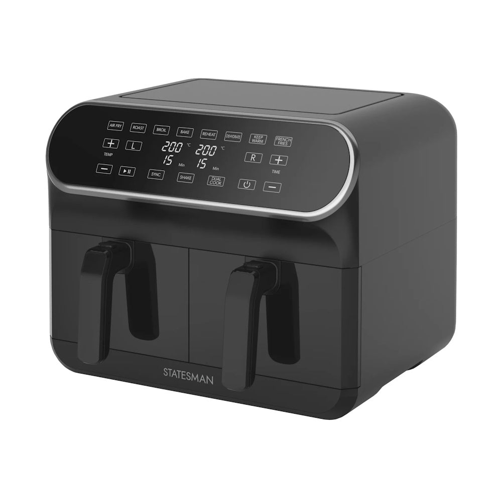 Statesman Digital Dual Air Fryer 8L (Part No: SKAF08017BK) Air Fryers Bluestem Group Brand_Statesman CarlR Collections_Cooking Appliances Cooking cooking & baking Cooking Appliances Kitchen Kitchen & Dining Kitchen Appliances Kitchenware Product Type_Air Fryers Save on Cooking Statesman Sundry Electric Cooking