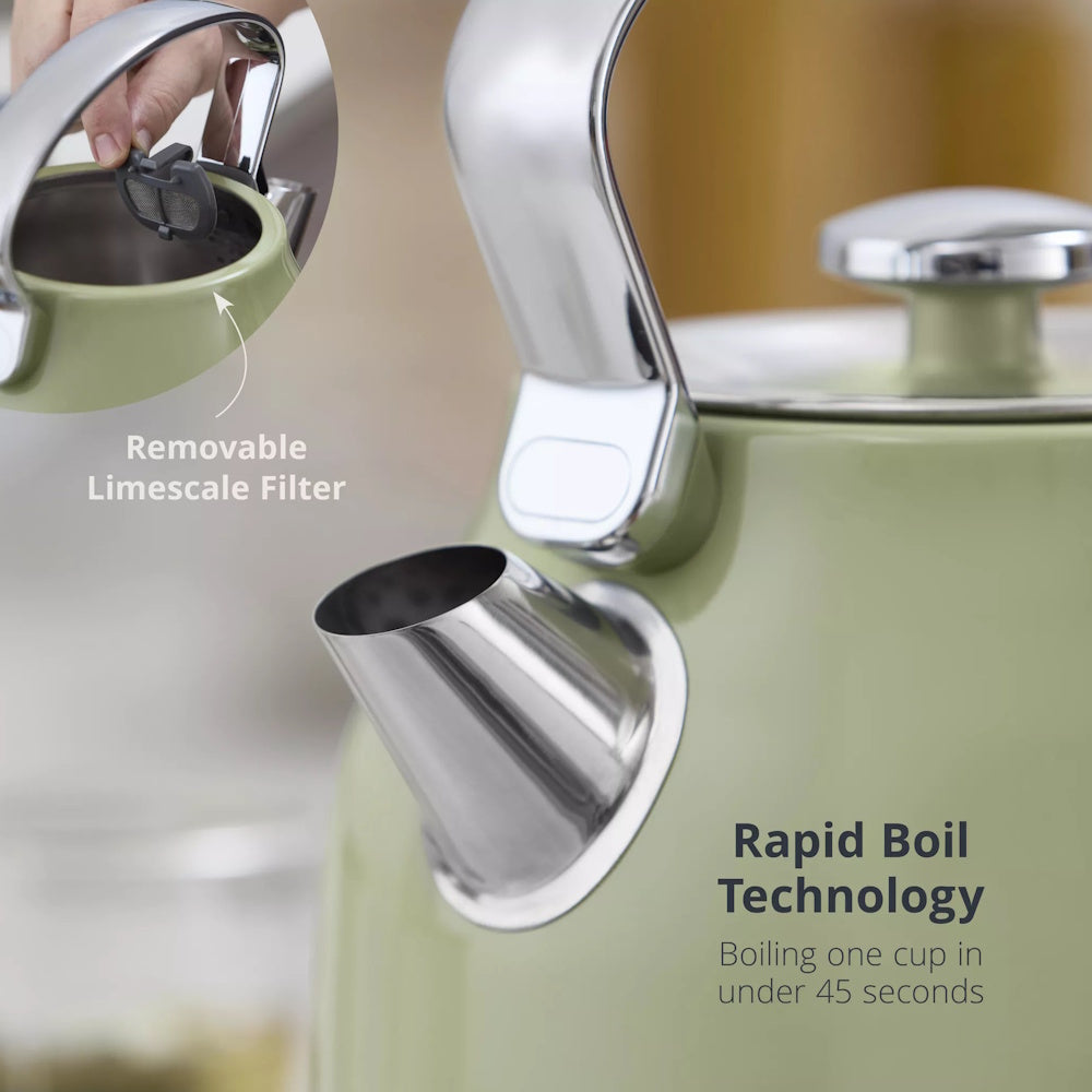 Swan Retro Revive Trad Kettle 1.7L – Green - SK14631GR Electric Kettles R K Wholesale Ltd (AIS) Brand_Swan CarlR Collections_Kettles Electric Kettles Kettle Kettles Kitchen Kitchen & Dining Kitchen Appliances Kitchenware Product Type_Kettles Swan Swan Retro