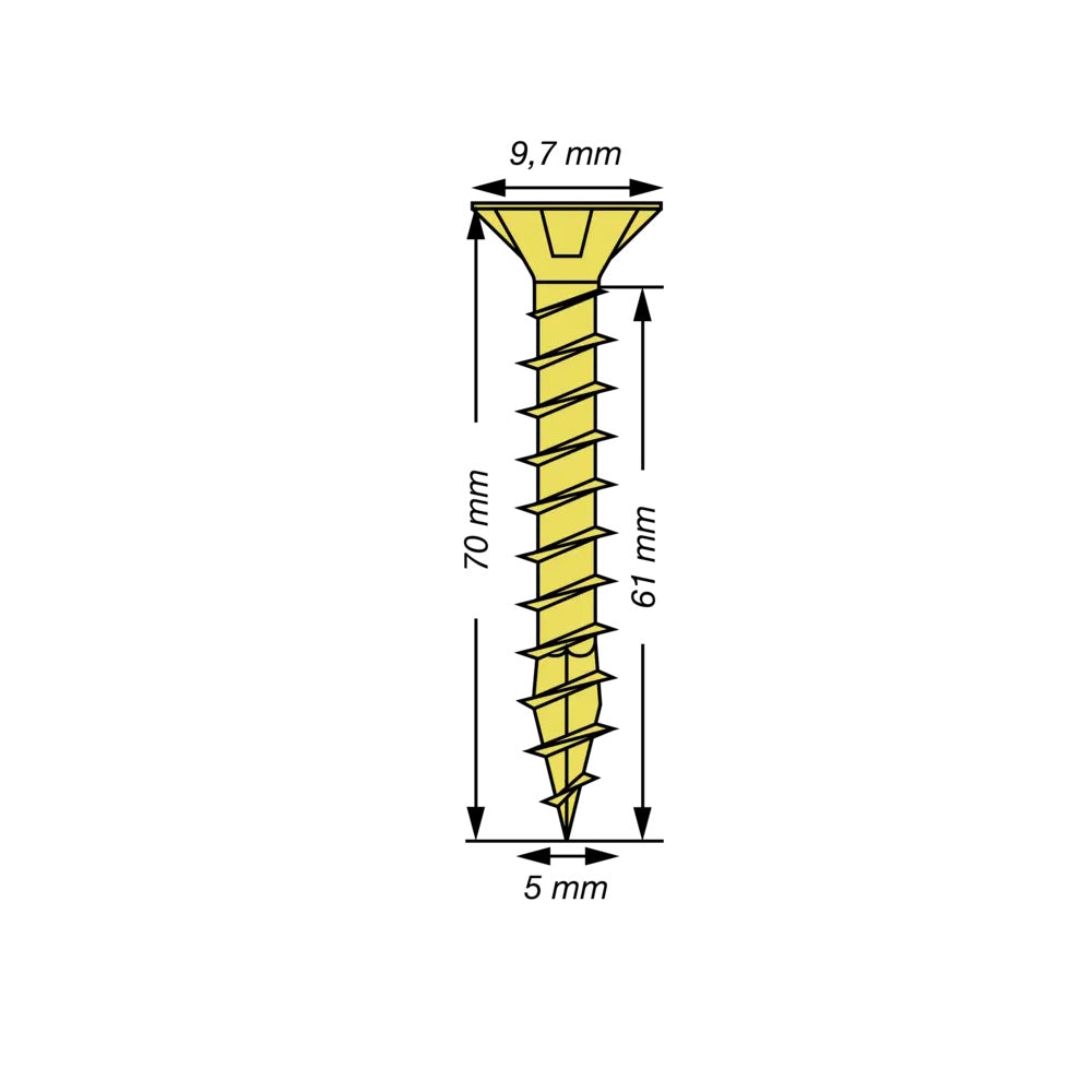 5.0x70mm SPAX Pozi Yellow Screws - 1081020500703 Screws Spax UK Ltd (NMBS) CarlR Collections_Other Screws Collections_Screws / Nails Collections_Woodscrews Other Screws Product Type_Screws Screws Screws & Nails spax Woodscrews