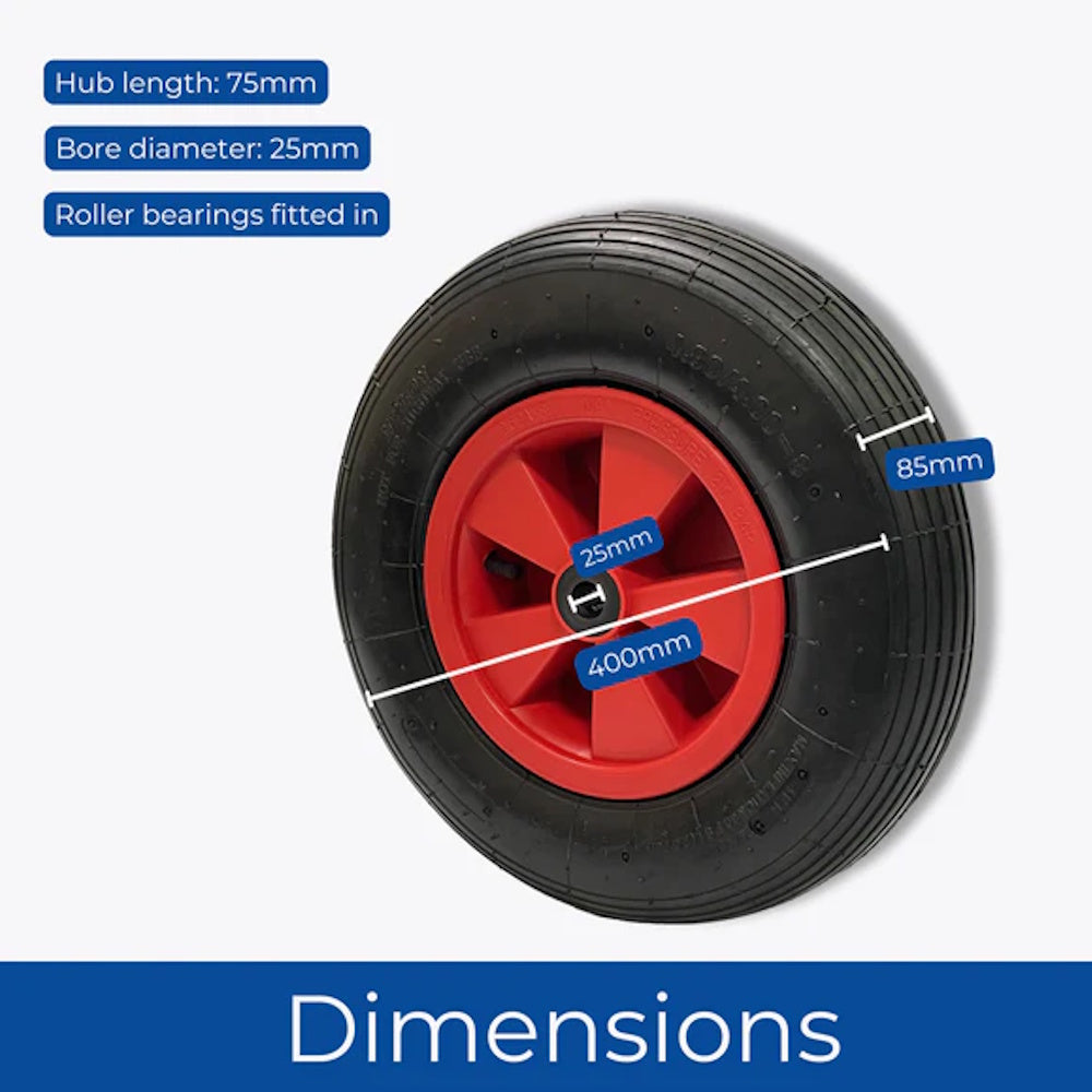 Pneumatic Wheel 400mm 16" - E1604 Wheels Select Hardware Ltd Brand_Select Hardware CarlR Castors & Wheels Collections_Castors / Wheels Collections_Wheelbarrows / Trolleys / Trugs Garden Garden Tidying Gardening Product Type_Wheelbarrows Product Type_Wheels Select Hardware Wheelbarrows Trolleys & Trugs