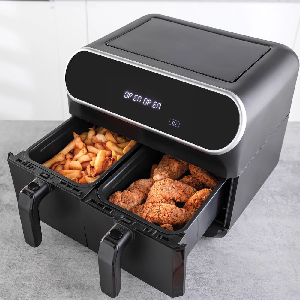Statesman Digital Dual Air Fryer 8L (Part No: SKAF08017BK) Air Fryers Bluestem Group Brand_Statesman CarlR Collections_Cooking Appliances Cooking cooking & baking Cooking Appliances Kitchen Kitchen & Dining Kitchen Appliances Kitchenware Product Type_Air Fryers Save on Cooking Statesman Sundry Electric Cooking