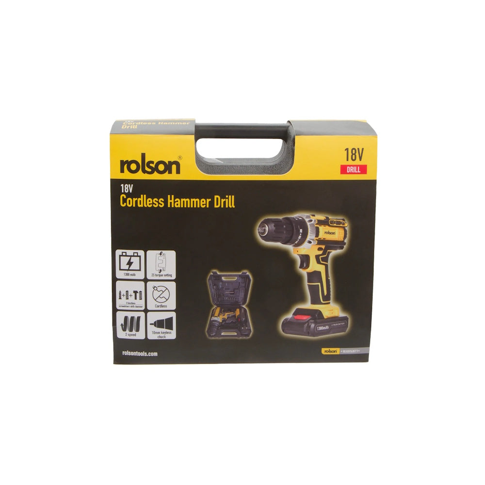 Cordless Hammer Drill 18V – Part No: 70720 Power Drills & Screwdrivers Rolson Tools Ltd Brand_Rolson CarlR Collections_Drills and Screwdrivers DIY Drill Drilling Expert DIY Masonary Drill Power Drills & Screwdrivers Product Type_Power Drills & Screwdrivers Rolson