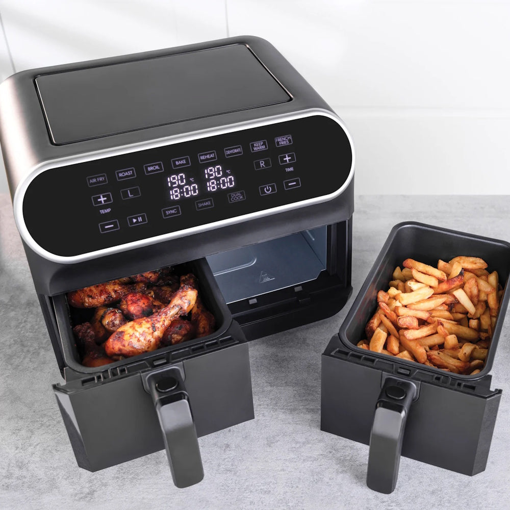 Statesman Digital Dual Air Fryer 8L (Part No: SKAF08017BK) Air Fryers Bluestem Group Brand_Statesman CarlR Collections_Cooking Appliances Cooking cooking & baking Cooking Appliances Kitchen Kitchen & Dining Kitchen Appliances Kitchenware Product Type_Air Fryers Save on Cooking Statesman Sundry Electric Cooking