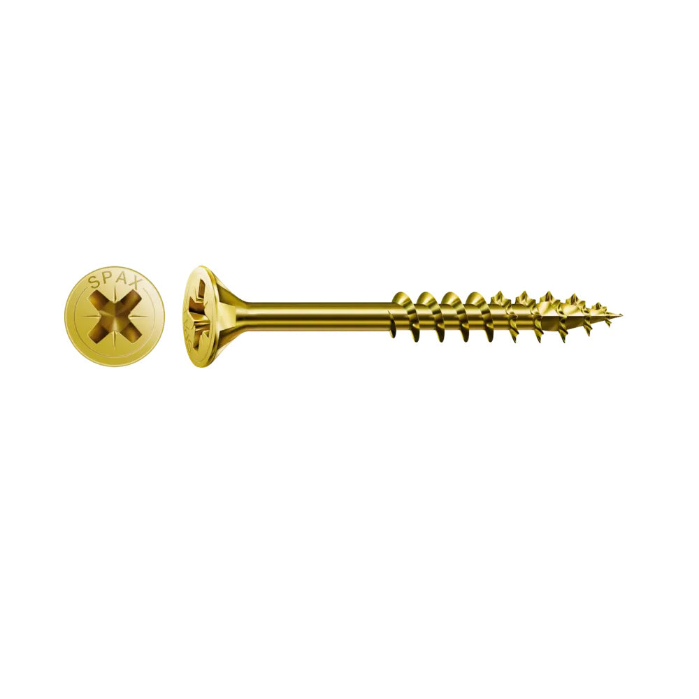 SPAX Pozi Flat CSK Yellox Coated Screws – 5.0 x 60mm, PZ2 - 4081020500602 - Pack of 25 Screws Spax UK Ltd (NMBS) CarlR Collections_Other Screws Collections_Woodscrews DIY Expert DIY Other Screws Product Type_Screws Screws Screws & Nails spax Woodscrews