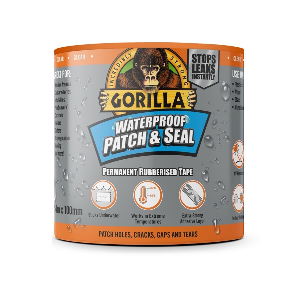 Gorilla Waterproof Patch & Seal Tape Clear 3m x 100mm (Part No: 3044751)