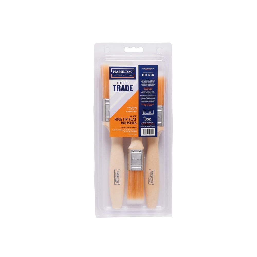 For the Trade Fine Tip Flat Brushes 3 Pack - 3100103-900 Paint Brushes L G Harris & Co Ltd Brand_Harris CarlR Decorating decorating supplies DIY Expert DIY L G Harris LG Harris Paint Brushes & Rollers Product Type_Paint Brushes