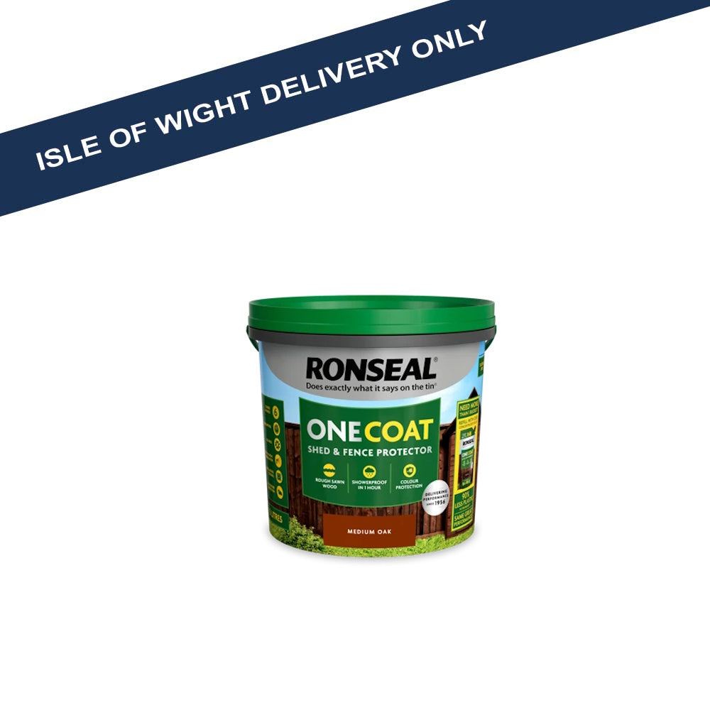 Ronseal One Coat Shed & Fence Protector 5 Litre - Various Colours MEDIUM OAK Outdoor Wood Paints Toolbank Ltd (NMBS) Brand_Ronseal CarlR Collections_Exterior Paints Collections_Specialist Paints Exterior Paints iowonly Product Type_Outdoor Wood Paints Ronseal Specialist Paints