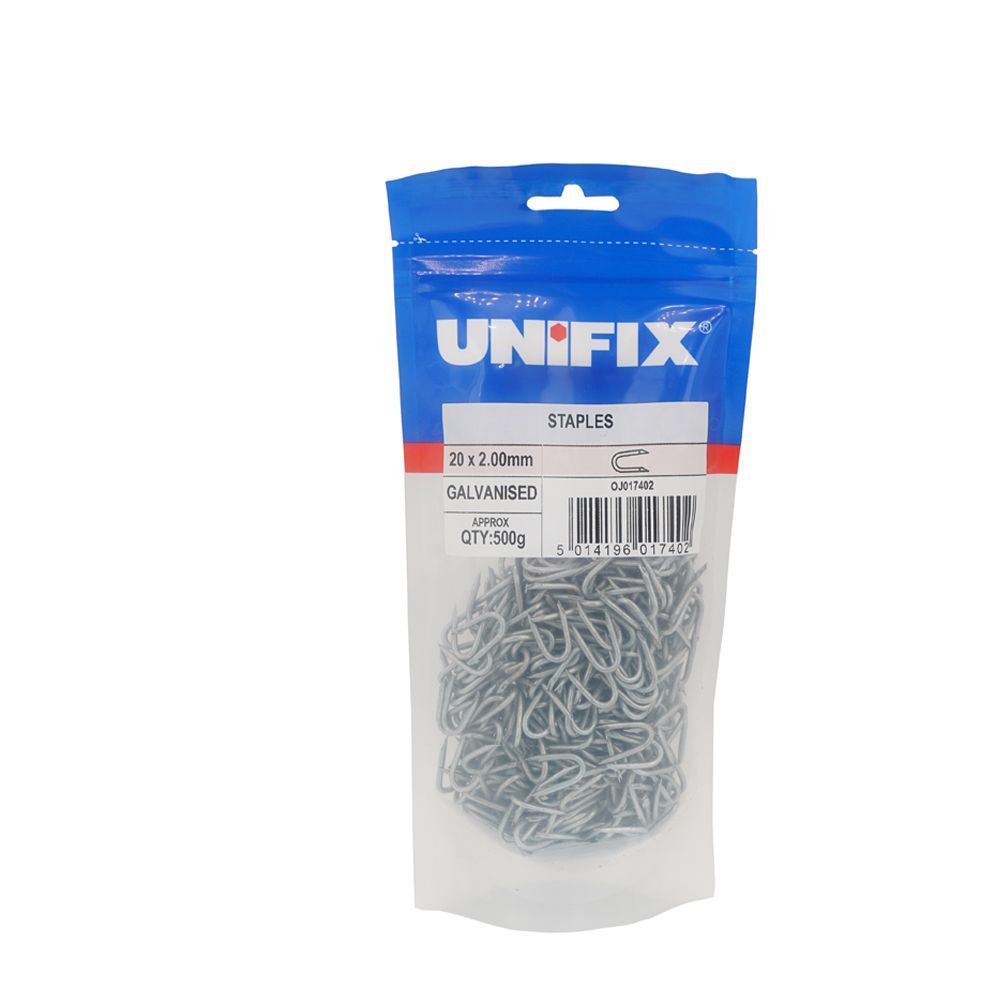 Galvanised Staples 30mm 500g Bag - OJ017426 Ironmongery T/As Owlett Jaton (NMBS) CarlR Garden Garden Tidying Gardening Owlett Jaton Product Type_Hasp and Staples