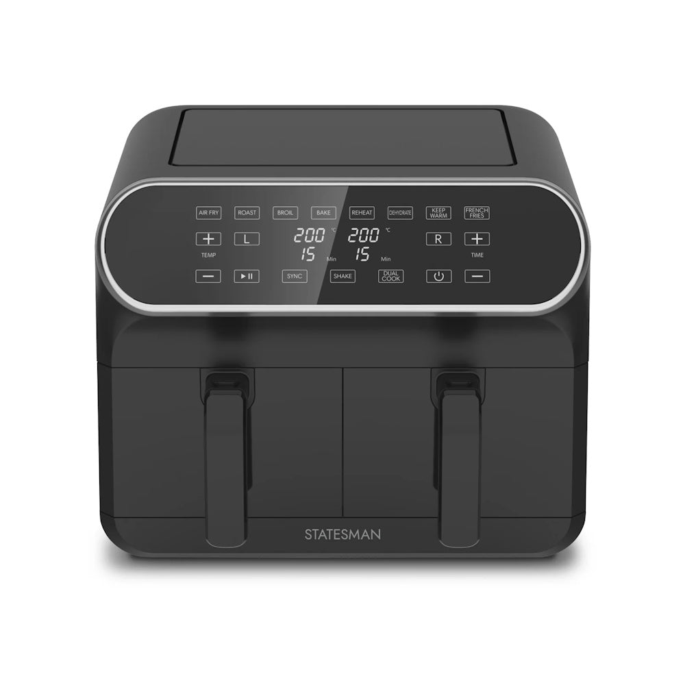 Statesman Digital Dual Air Fryer 8L (Part No: SKAF08017BK) Air Fryers Bluestem Group Brand_Statesman CarlR Collections_Cooking Appliances Cooking cooking & baking Cooking Appliances Kitchen Kitchen & Dining Kitchen Appliances Kitchenware Product Type_Air Fryers Save on Cooking Statesman Sundry Electric Cooking