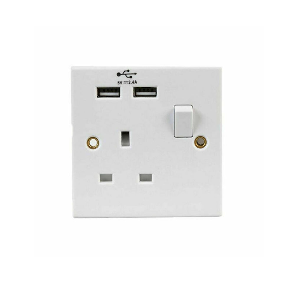 Daewoo Single Switched Socket 13A with 2 USB (Part No. ELA1286GE)