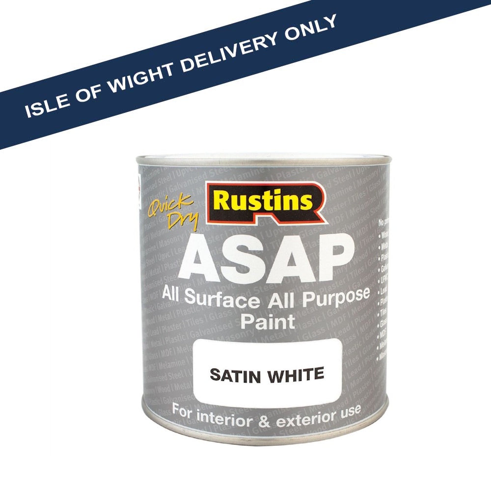 Rustins ASAP All Surface All Purpose Paint Satin White 250ml (Part No. ASAPWH250) Decorating Rustins Ltd (NMBS) Brand_Rustins CarlR Collections_Exterior Paints Collections_Specialist Paints Exterior Paints Interior Wood Paints iow only Metal Paints Product Type_Metal Paint Rustins Specialist Paints