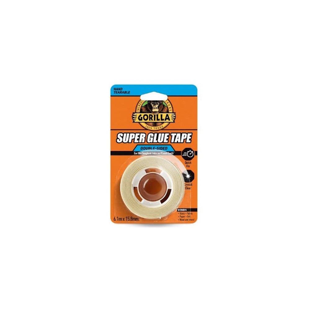 Gorilla Super Glue Tape 6.1m (Part No: 115718) Double Sided Tape Gorilla Glue Europe Ltd (NMBS) Brand_Gorilla CarlR Collections_Tapes / Adhesives Product Type_All Purpose Tape Product Type_Clear Tape Product Type_Double Sided Tape Tape Tapes & Adhesives