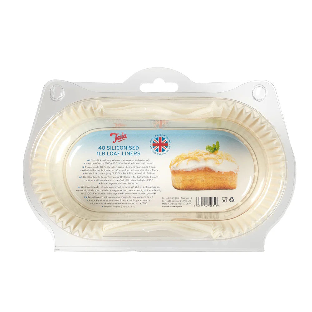 Tala 40 Siliconised Greaseproof Loaf Tin Liners 1lb - 10A05201 Baking Dayes Ltd (AIS) Baking Brand_Tala CarlR Christmas Baking Collections_Baking cooking & baking dayes Dayes Ltd Dayes UK Home Baking Product Type_Christmas Baking Product Type_Sundry Baking Tala