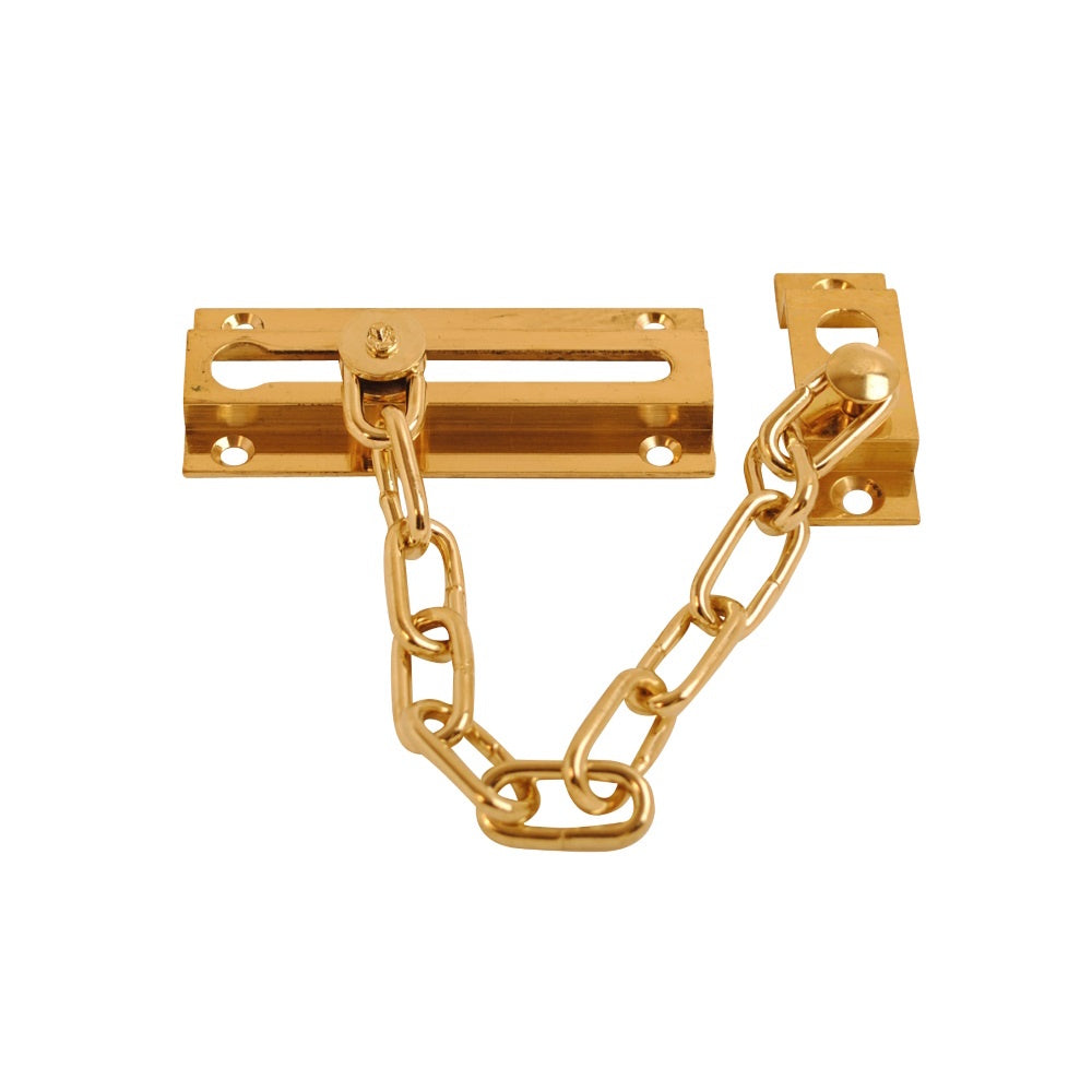 Polished Brass Door Security Chain - F3974 Ironmongery Chase Hardware Ltd CarlR Chase Chase Hardware Ltd Collections_Security / General Ironmongery Locks Padlocks & Security Locks Padlocks and Security Padlocks & security Product Type_Home Security Product Type_Security security Security & General Ironmongery
