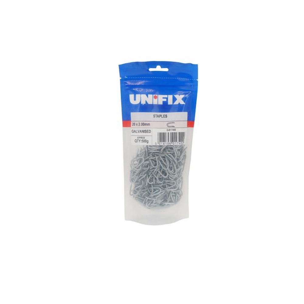 Galvanised Staples 20mm 500g Bag (Part No. OJ017402)