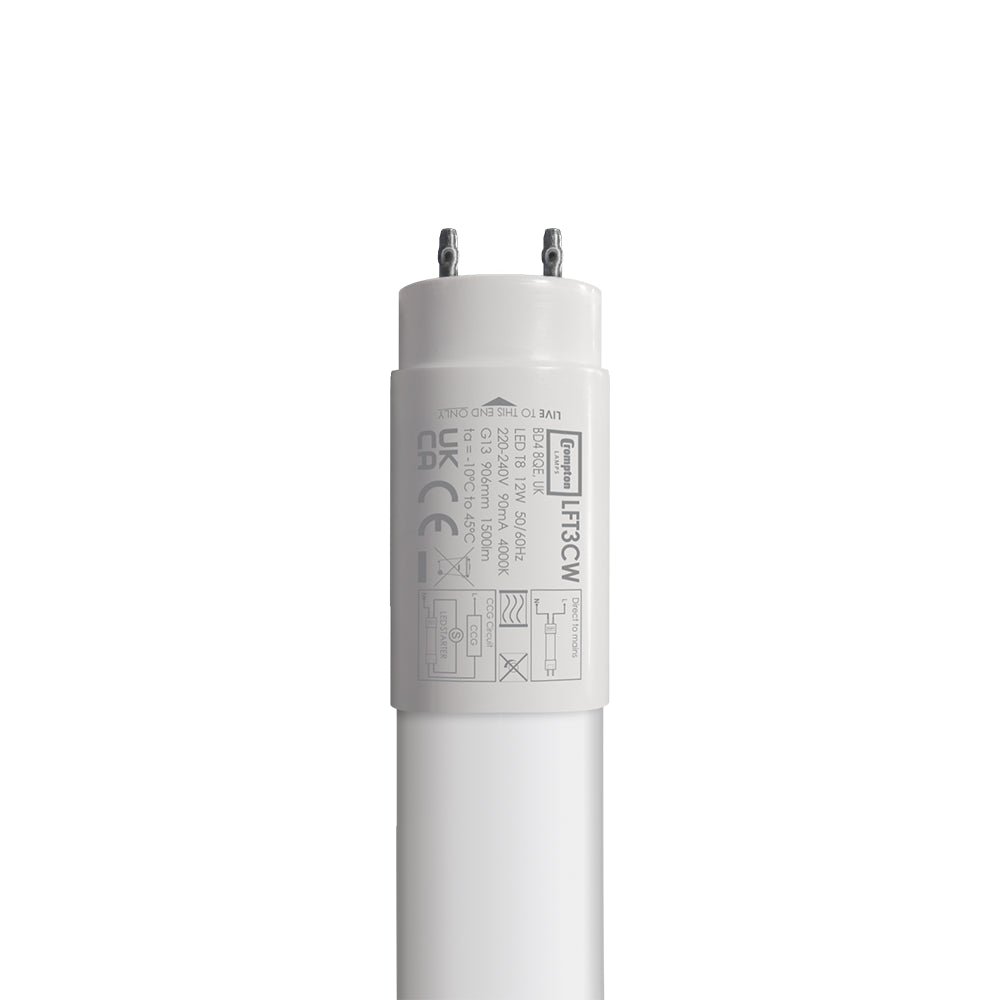 Crompton LED Tube T8 12W 3ft Cool White - LEDC4FT Light bulb Fairway Electrical Wholesale Ltd Brand_Crompton Collections_More Lighting iowonly LED Light Bulbs Lighting Lighting Tubes LIGHTING/BULBS Product by Type_LED Product Type_LED