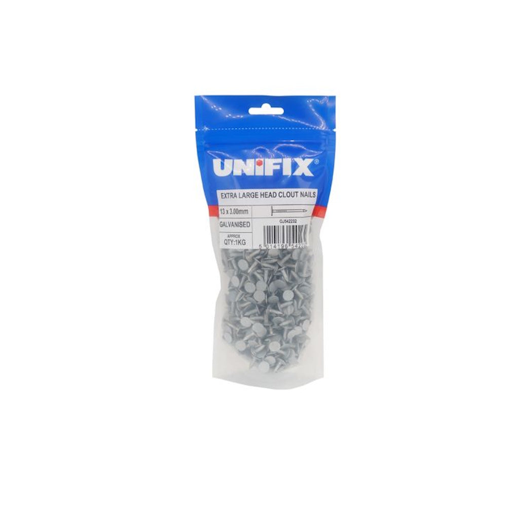 Galvanised Extra Large Head Clout Nails 15mm (5/8") 500g Bag (Part No. OJ749228)