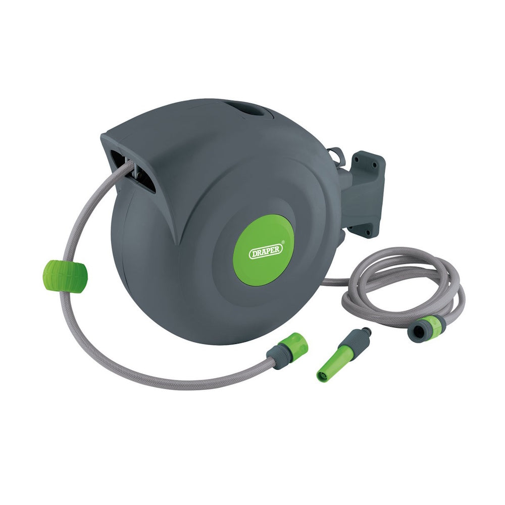 Draper Retractable Garden Hose Reel 20M - 15046 Garden Hoses / Reels Draper Tools Ltd (NMBS) Brand_Draper CarlR Collections_Hoses / Watering Draper Garden Garden Hoses Gardening Greenhouse & Garden HOSE HOSEPIPE Hoses & Watering Product Type_Garden Hoses / Reels Product Type_Hose Product Type_Hose Fittings