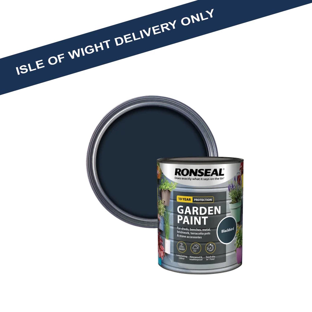 Ronseal Garden Paint 750ml – Blackbird - RSLGPBLKB750 Outdoor Wood Paints Toolbank Ltd (NMBS) Brand_Ronseal CarlR Collections_Exterior Paints Collections_Specialist Paints Exterior Paints Garden Garden Tidying Gardening iowonly Product Type_Outdoor Wood Paints Ronseal Specialist Paints