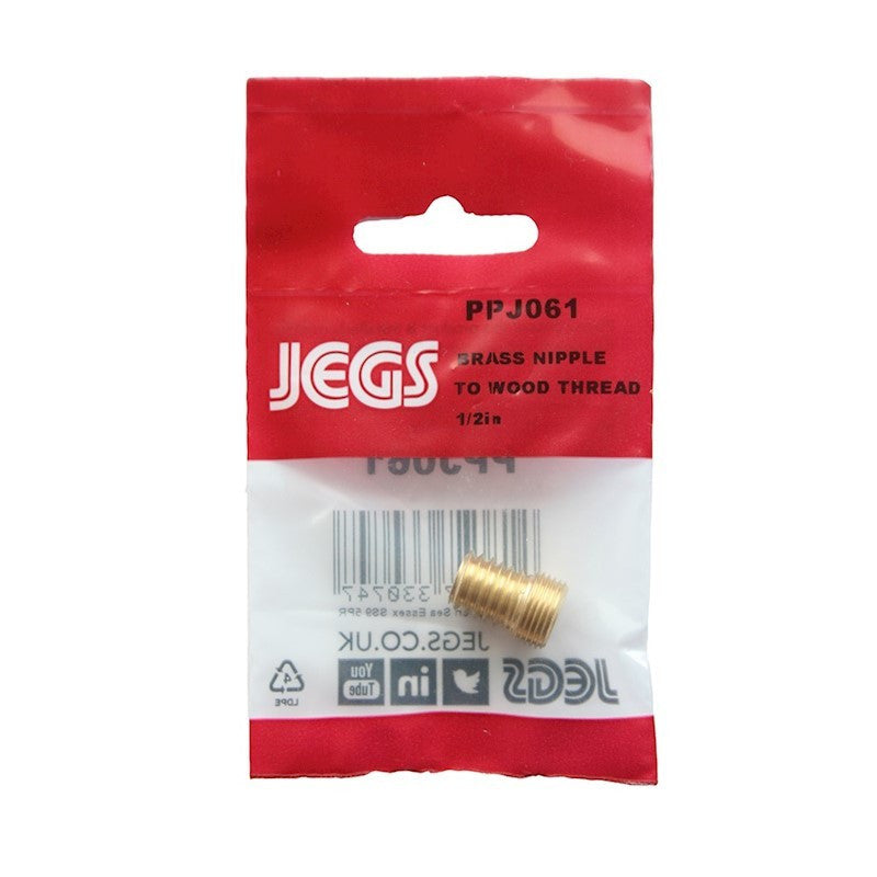 Brass Nipple 1/2" to Wood Thread - Premium Lighting Accessories from JEGS - Just $0.85! Shop now at W Hurst & Son (IW) Ltd