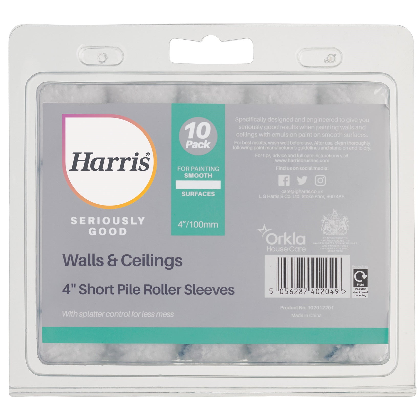 Harris Seriously Good 102012201 Wall & Ceiling 4" Roller Sleeve Short Pile Pkt10 - Premium Rollers from HARRIS - Just $6.2! Shop now at W Hurst & Son (IW) Ltd